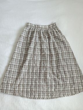 Wray Neutral Plaid Long Skirt - Cream & Brown